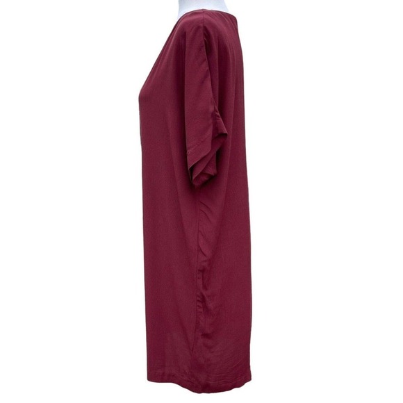 Madewell Burgundy Shirt Dress Womens XXS 2XS Short Sleeve Button Front Shapeless - Picture 6 of 13